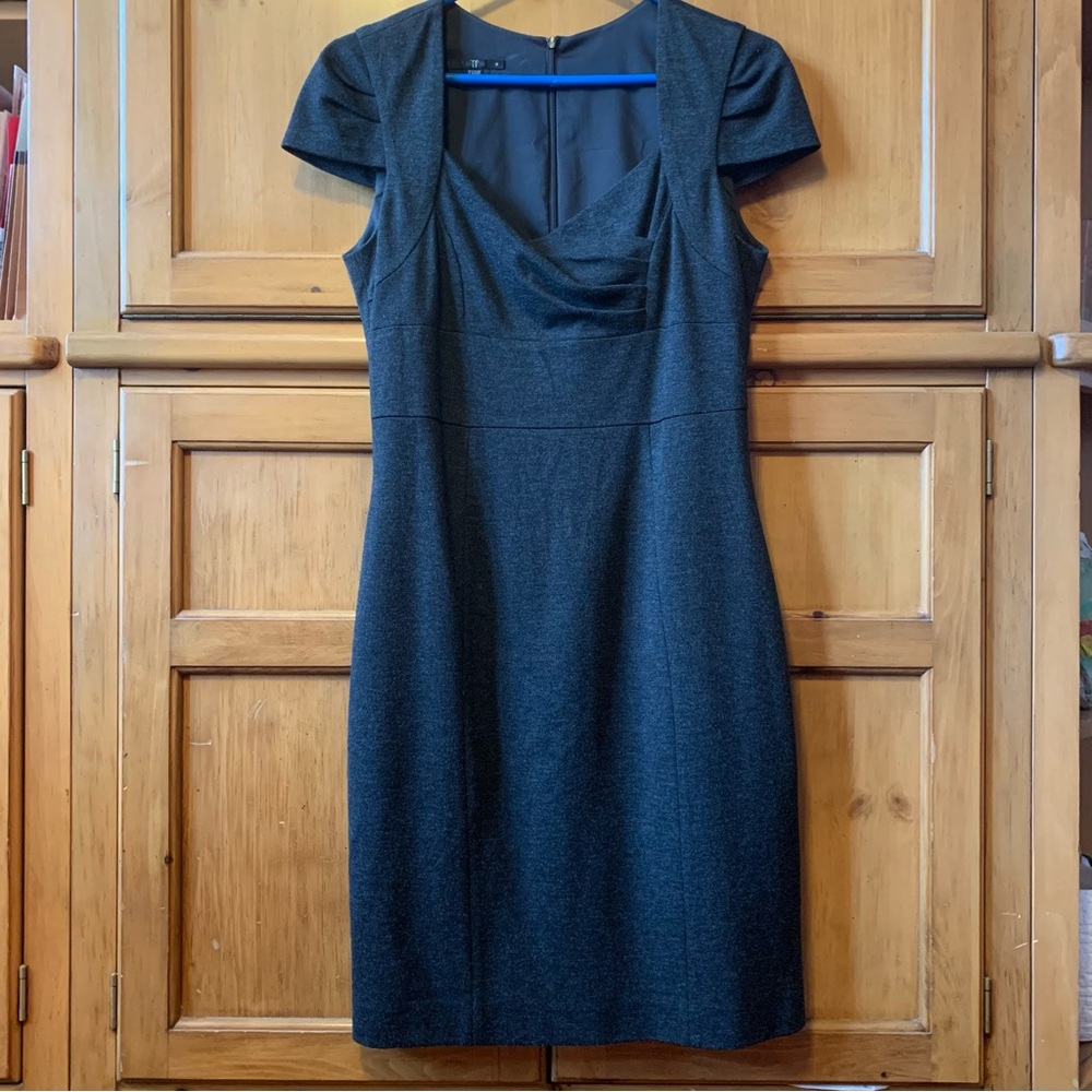 Teenflo Grey Dress with Cowl Neck and Flutter Cap Sleeves